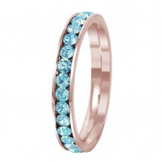 Stainless Steel March Aquamarine Birthstone Stackable Eternity Ring